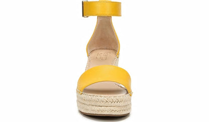 Franco Sarto Franco Clemens Espadrille Wedge Sandal Summer Yellow Leather