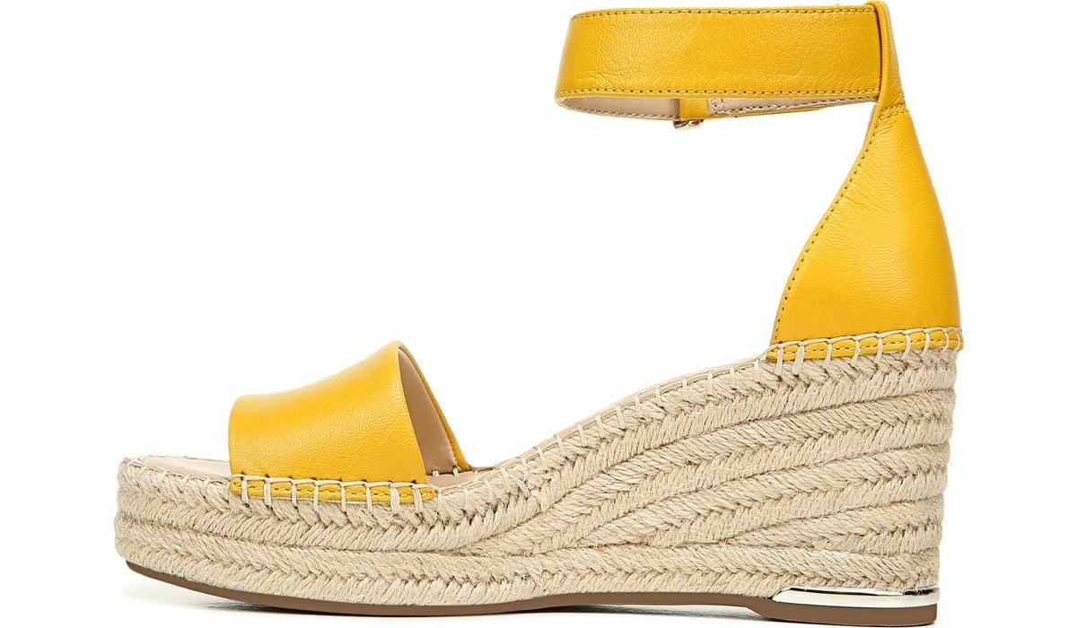 Franco Sarto Franco Clemens Espadrille Wedge Sandal Summer Yellow Leather