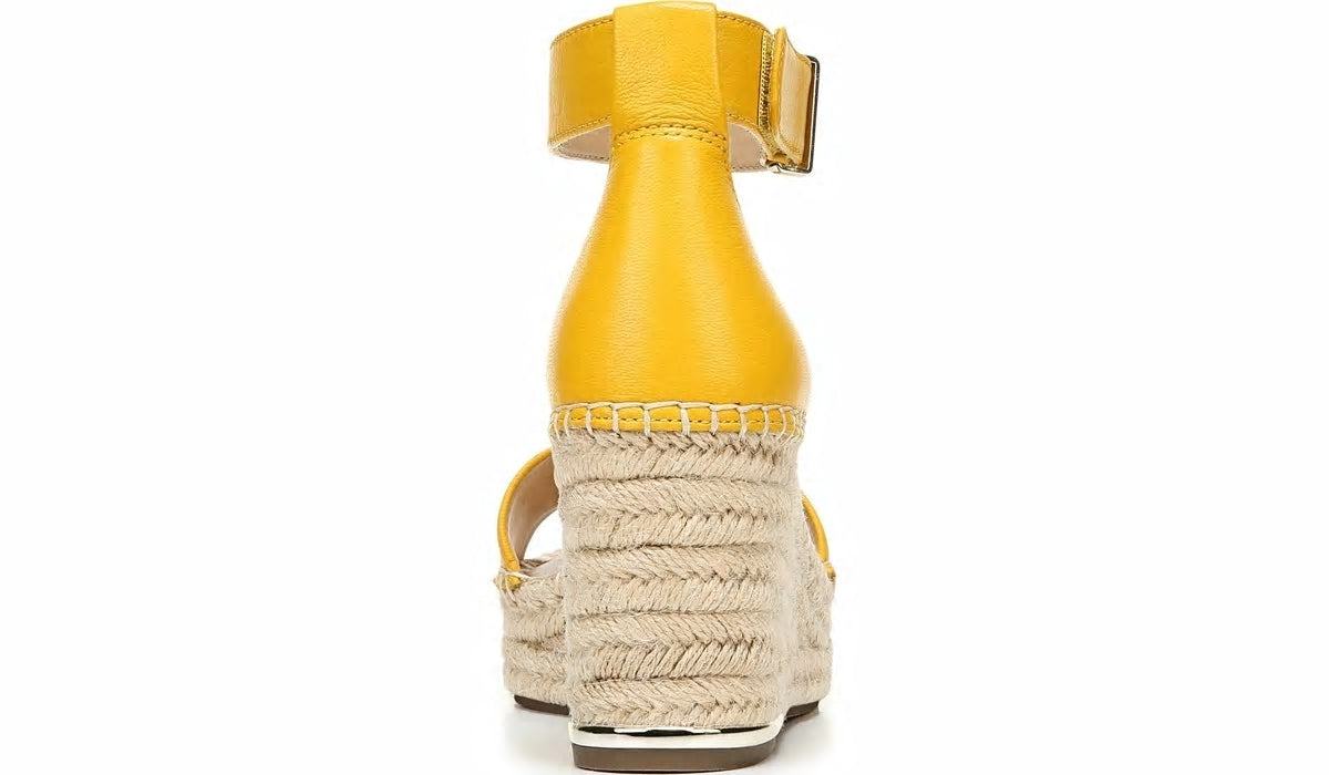 Franco Sarto Franco Clemens Espadrille Wedge Sandal Summer Yellow Leather