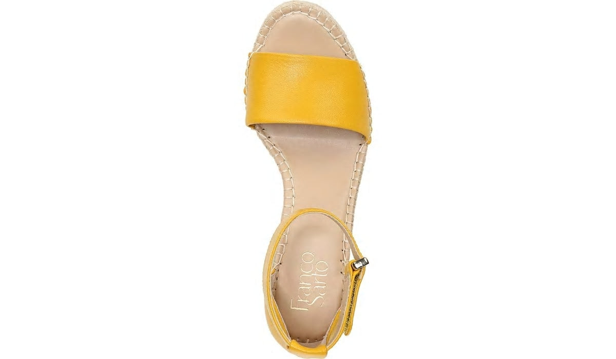 Franco Sarto Franco Clemens Espadrille Wedge Sandal Summer Yellow Leather