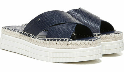 Franco Sarto Franco Barb Platform Slide Sandal French Navy Faux Leather