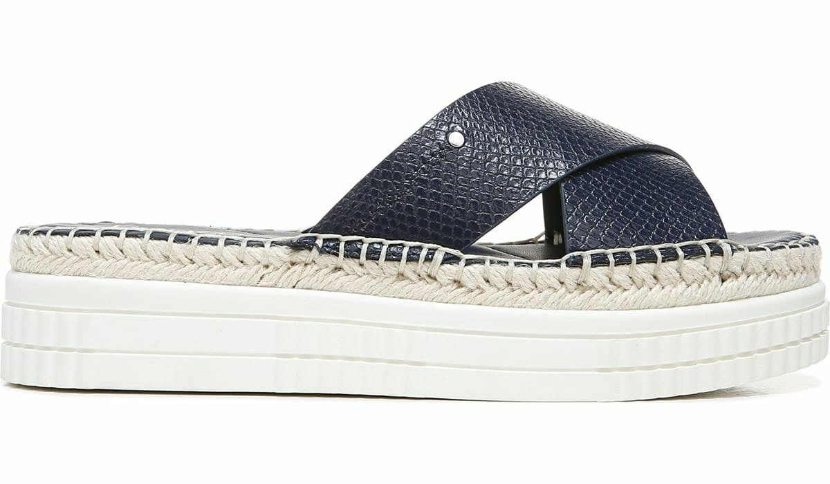 Franco Sarto Franco Barb Platform Slide Sandal French Navy Faux Leather