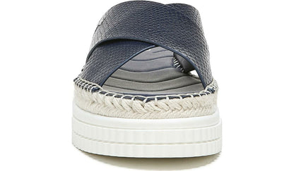 Franco Sarto Franco Barb Platform Slide Sandal French Navy Faux Leather
