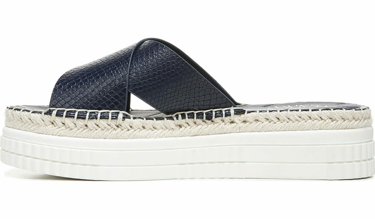 Franco Sarto Franco Barb Platform Slide Sandal French Navy Faux Leather