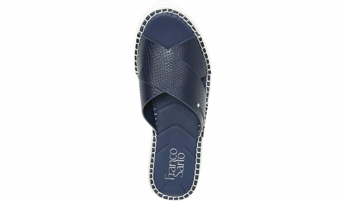 Franco Sarto Franco Barb Platform Slide Sandal French Navy Faux Leather