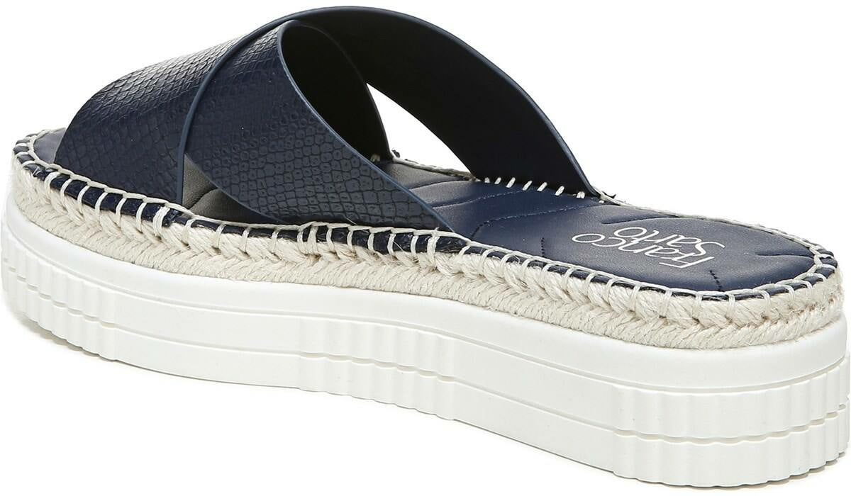 Franco Sarto Franco Barb Platform Slide Sandal French Navy Faux Leather