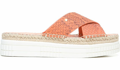 Franco Sarto Franco Barb Platform Slide Sandal Vivid Coral Leather