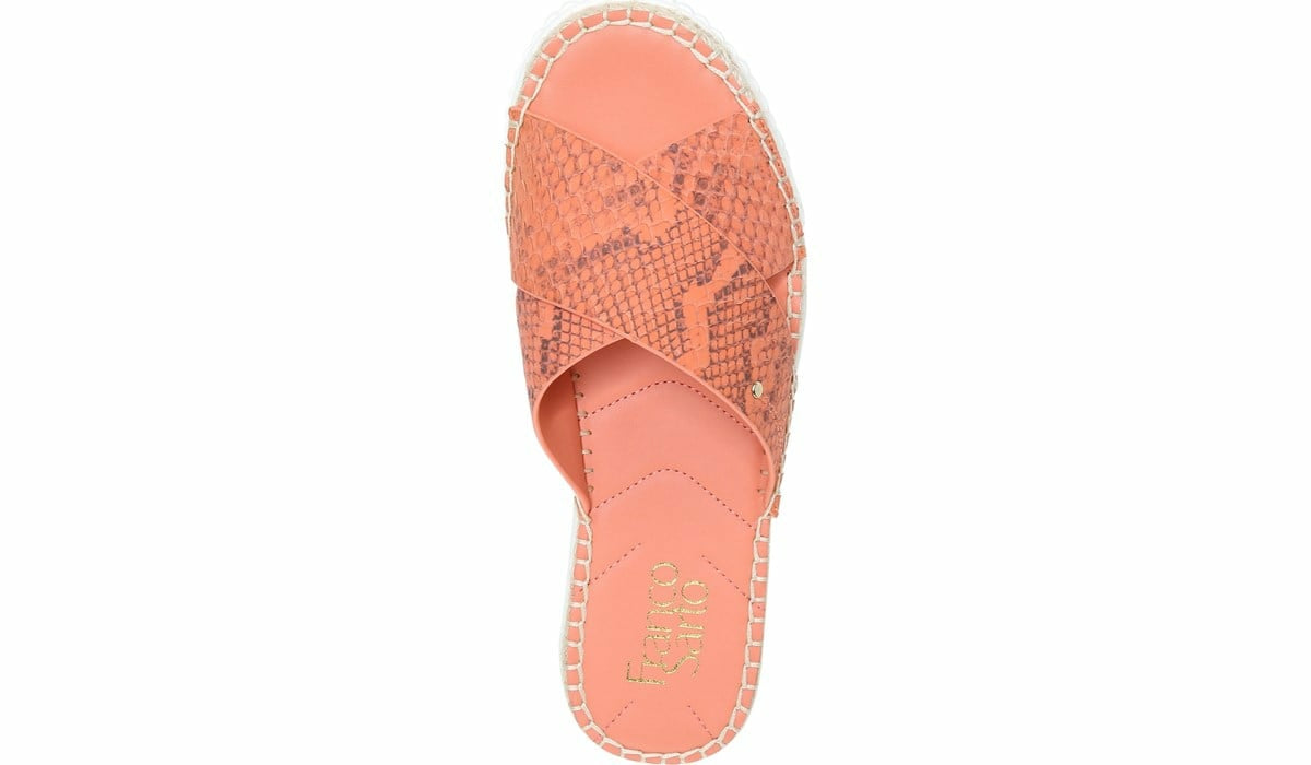 Franco Sarto Franco Barb Platform Slide Sandal Vivid Coral Leather