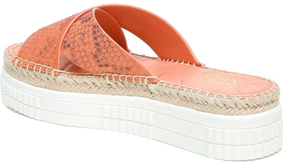Franco Sarto Franco Barb Platform Slide Sandal Vivid Coral Leather