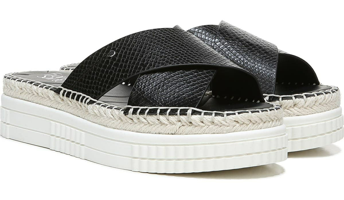 Franco Sarto Franco Barb Platform Slide Sandal Black Faux Leather