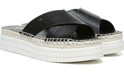 Franco Sarto Franco Barb Platform Slide Sandal Black Faux Leather
