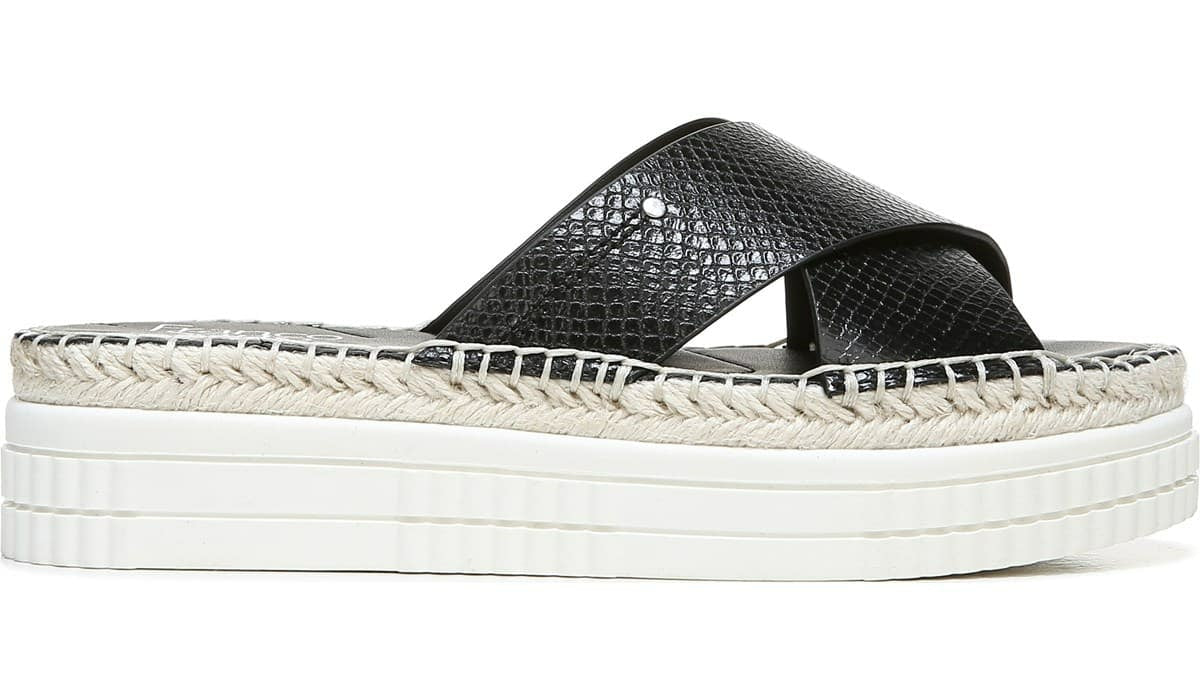 Franco Sarto Franco Barb Platform Slide Sandal Black Faux Leather