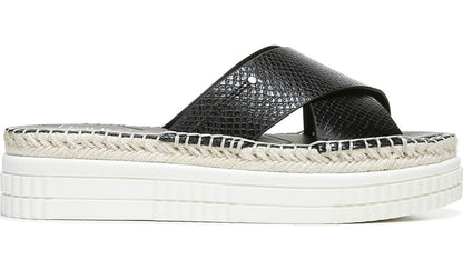 Franco Sarto Franco Barb Platform Slide Sandal Black Faux Leather