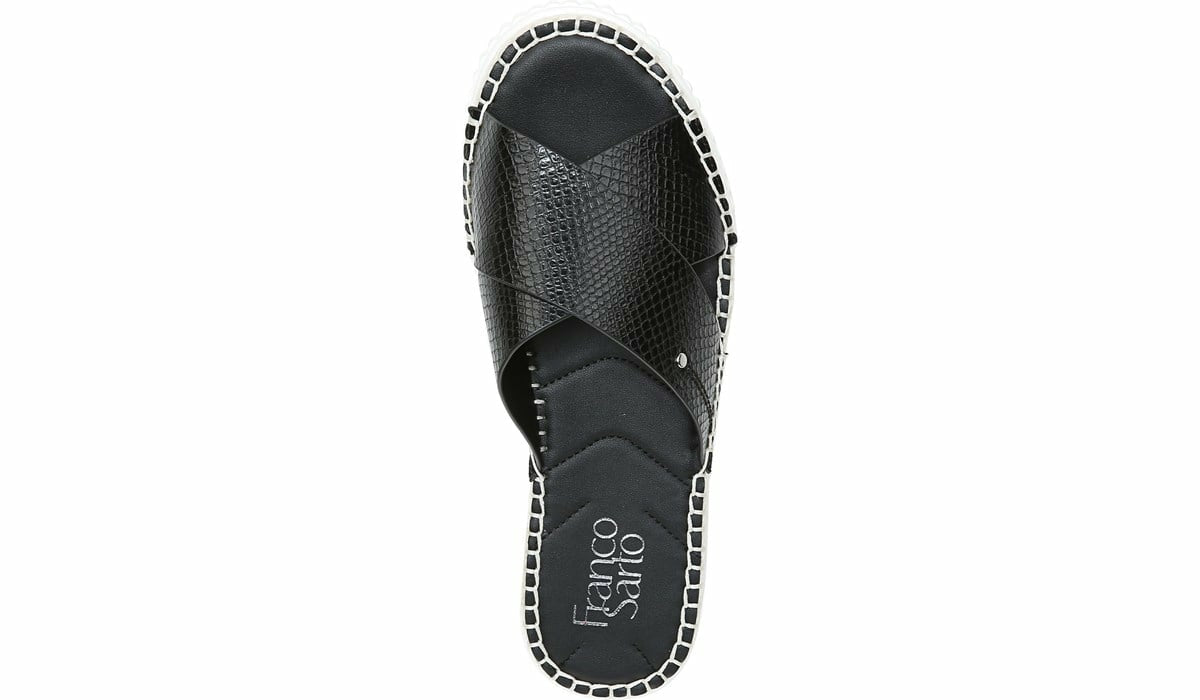 Franco Sarto Franco Barb Platform Slide Sandal Black Faux Leather