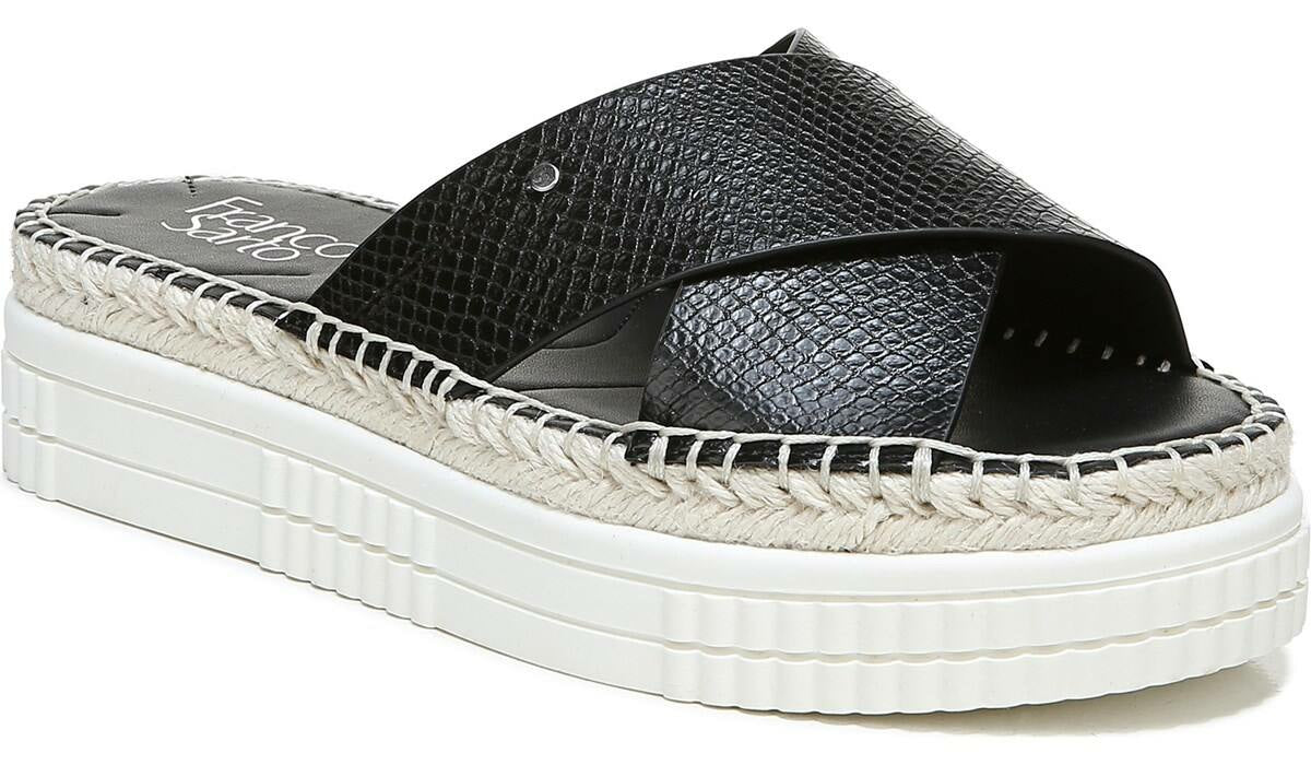 Franco Sarto Franco Barb Platform Slide Sandal Black Faux Leather