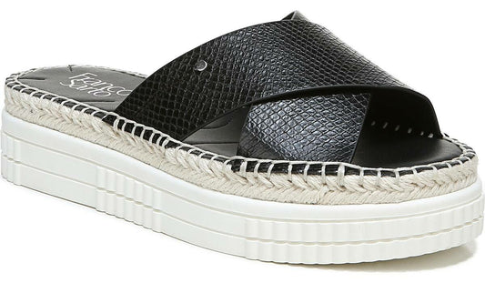 Franco Sarto Franco Barb Platform Slide Sandal Black Faux Leather