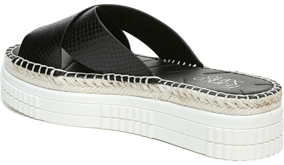 Franco Sarto Franco Barb Platform Slide Sandal Black Faux Leather