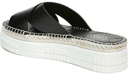 Franco Sarto Franco Barb Platform Slide Sandal Black Faux Leather
