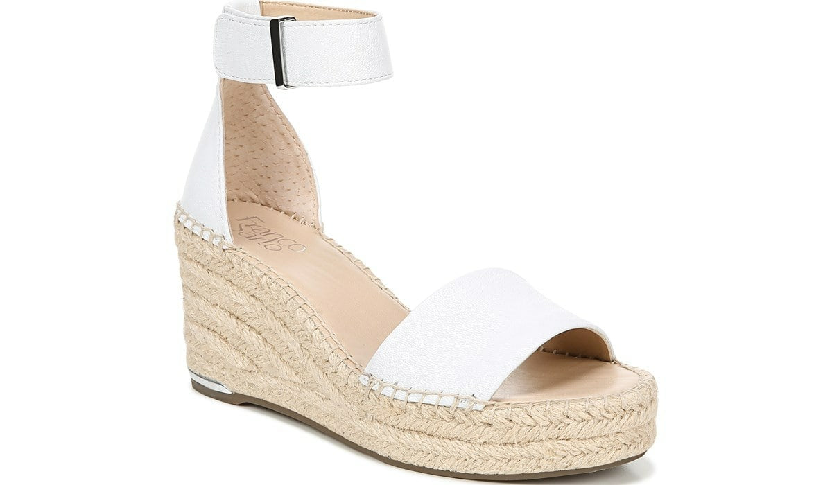 Franco Sarto Franco Clemens Espadrille Wedge Sandal White Leather