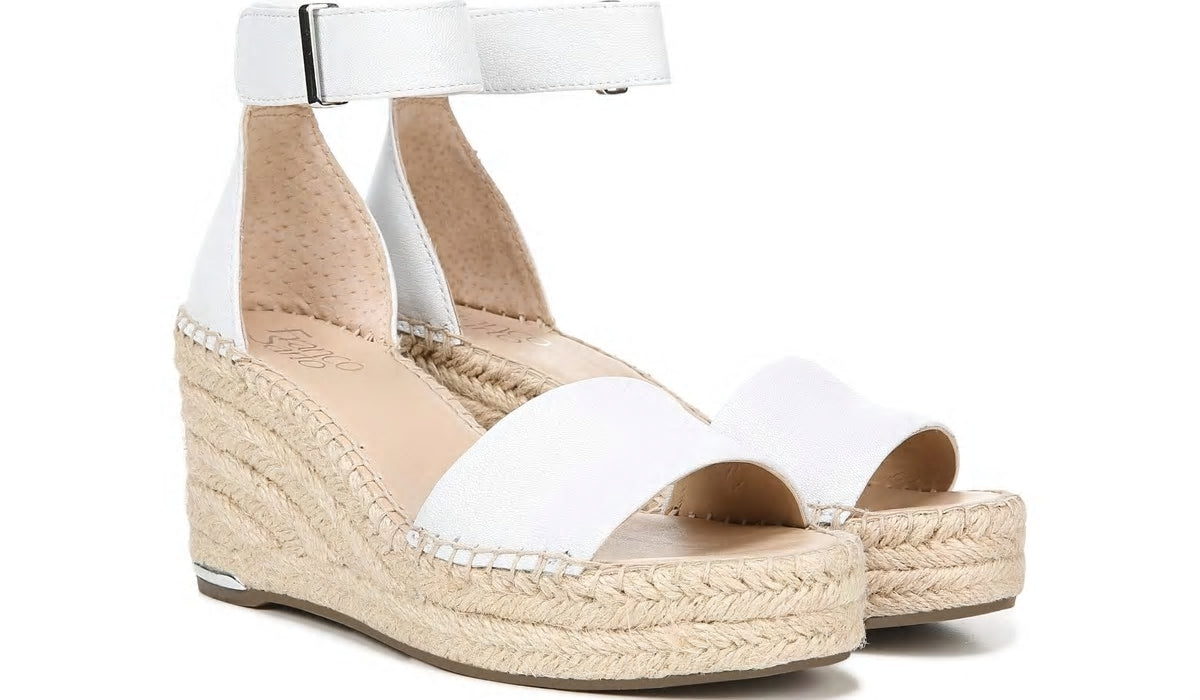 Franco Sarto Franco Clemens Espadrille Wedge Sandal White Leather