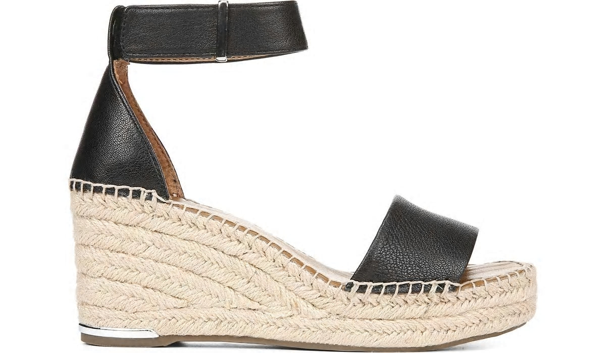 Franco Sarto Franco Clemens Espadrille Wedge Sandal Black Leather