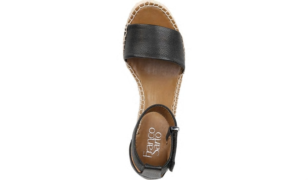 Franco Sarto Franco Clemens Espadrille Wedge Sandal Black Leather