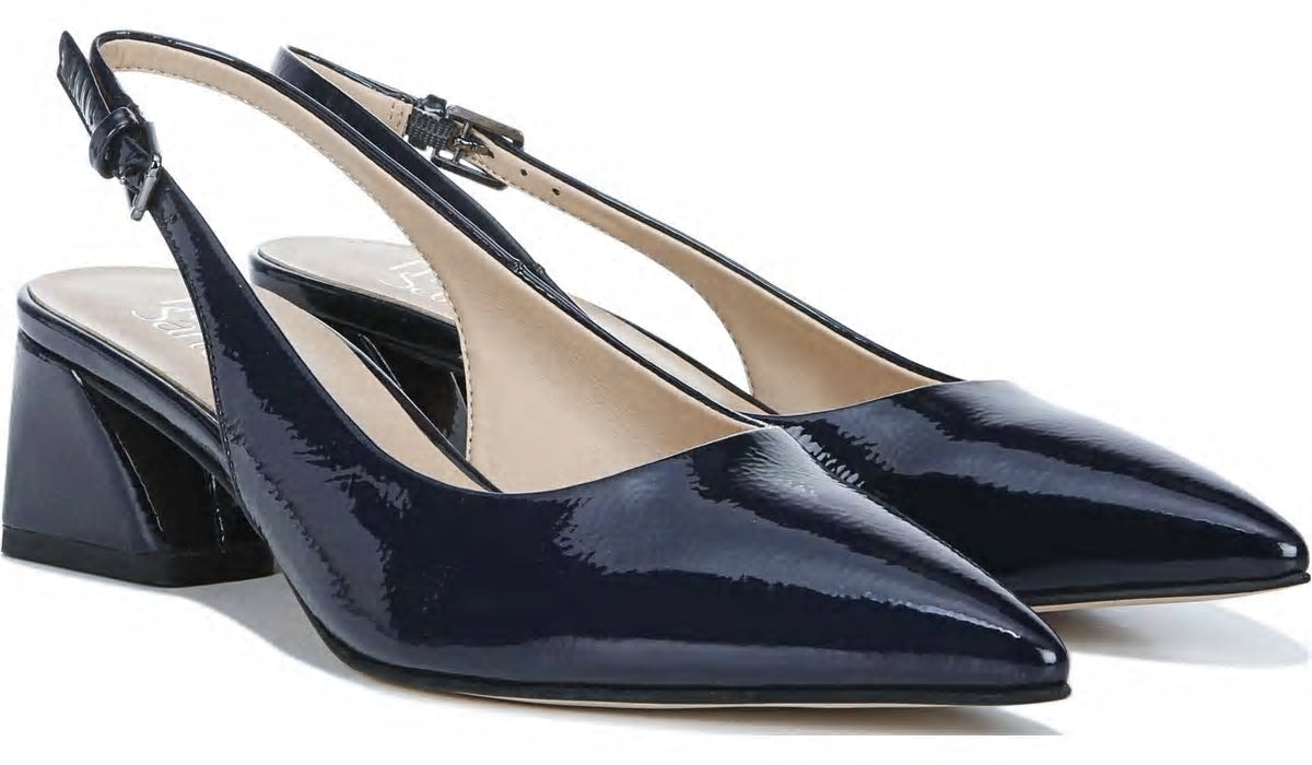 Franco Sarto Franco Racer Slingback Pump Midnight Patent Faux Leather