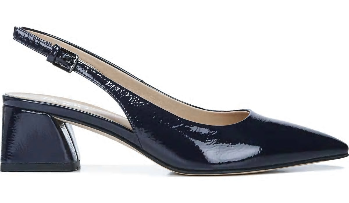 Franco Sarto Franco Racer Slingback Pump Midnight Patent Faux Leather