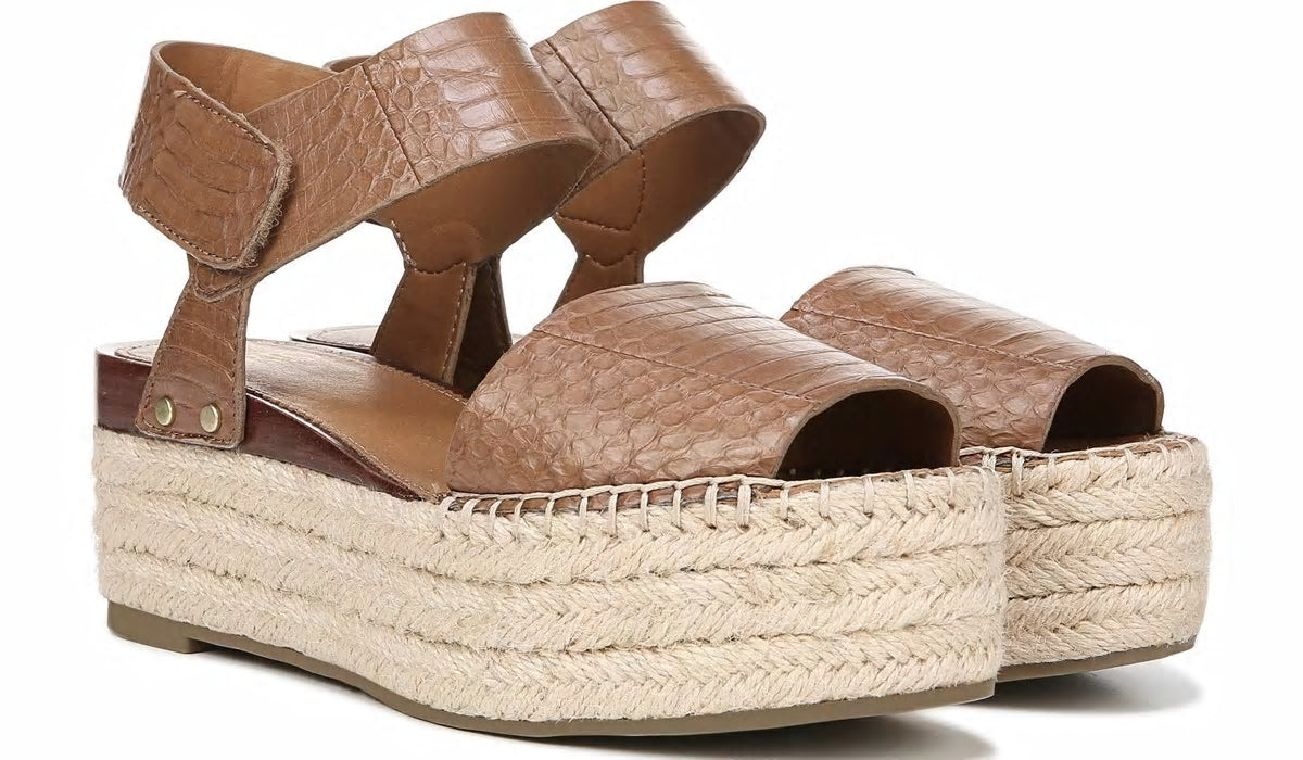 Franco Sarto Sarto Leo 2 Espadrille Wedge Sandal Saddle Snake Print Leather