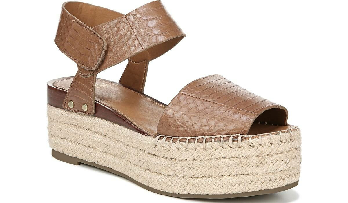 Franco Sarto Sarto Leo 2 Espadrille Wedge Sandal Saddle Snake Print Leather