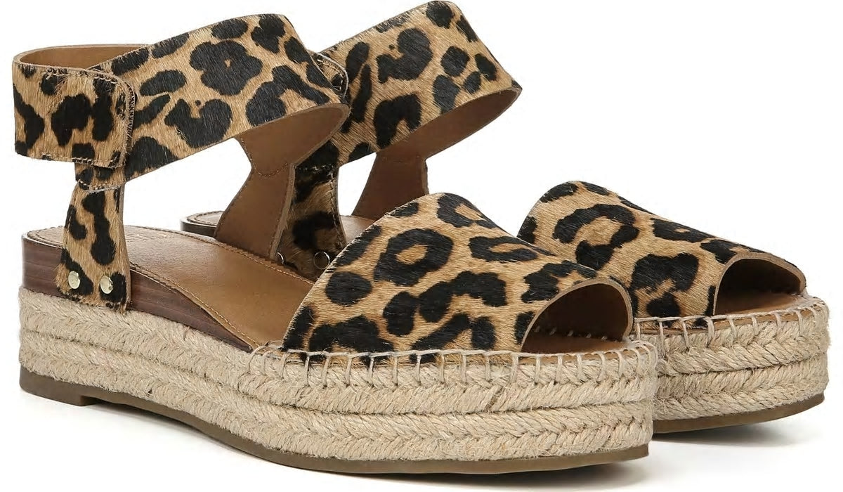 Franco Sarto Sarto Oak Espadrille Sandal Leopard Print Calf Hair