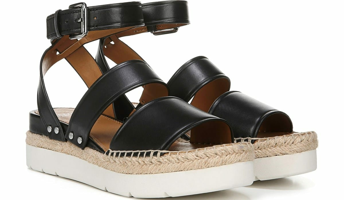Franco Sarto Sarto Calvin Wedge Sandal Black Leather