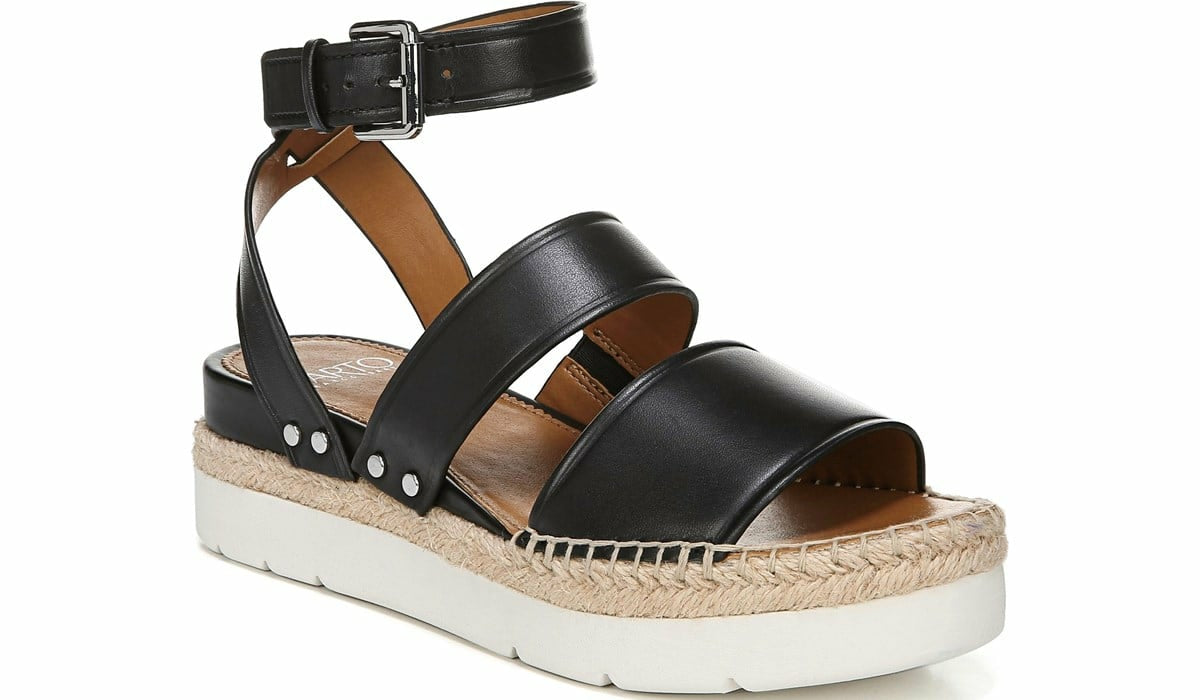 Franco Sarto Sarto Calvin Wedge Sandal Black Leather