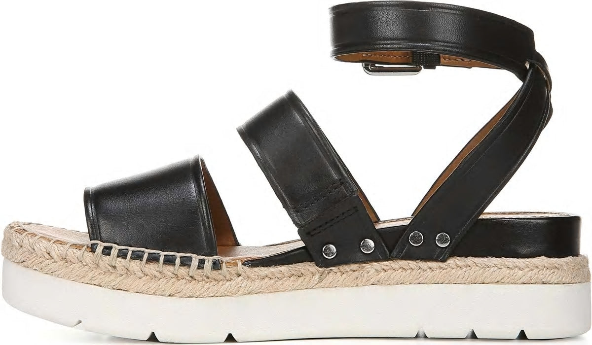 Franco Sarto Sarto Calvin Wedge Sandal Black Leather