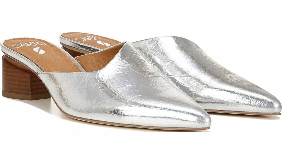 Franco Sarto Sarto Visa Mule Silver Metallic Leather