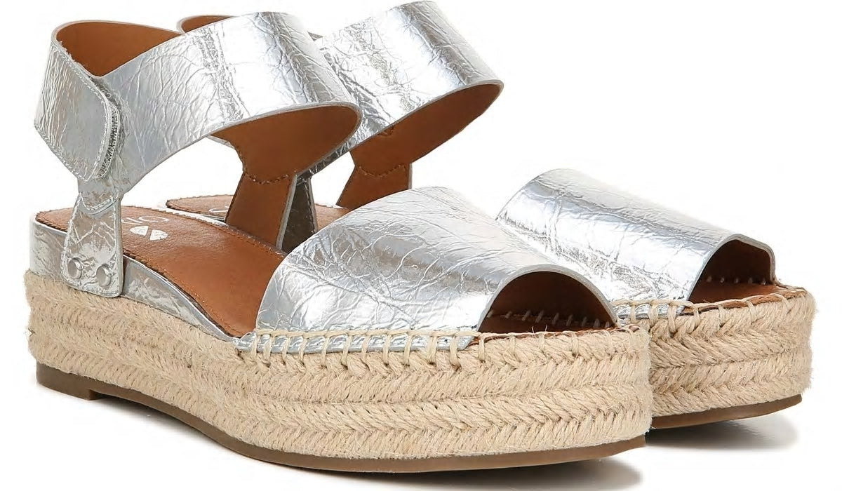 Franco Sarto Sarto Oak Espadrille Sandal Silver Leather