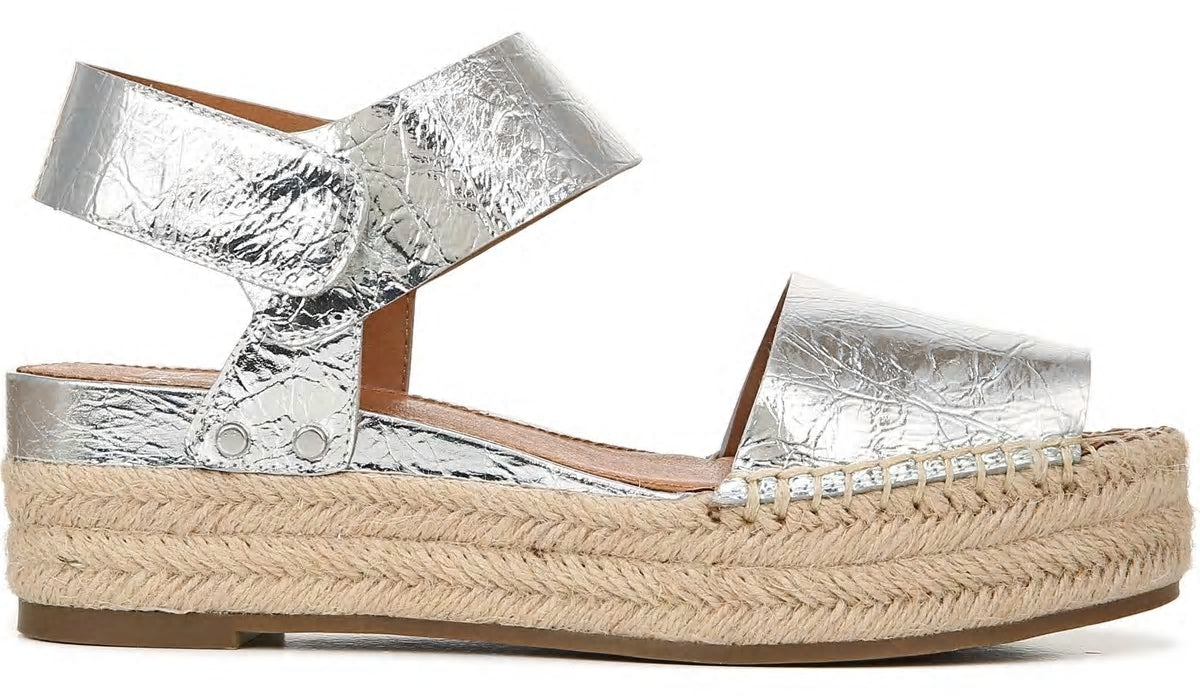Franco Sarto Sarto Oak Espadrille Sandal Silver Leather