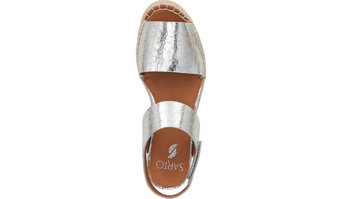 Franco Sarto Sarto Oak Espadrille Sandal Silver Leather
