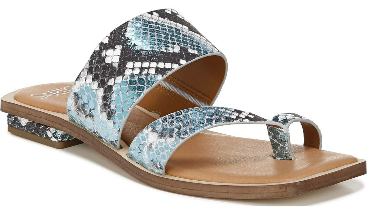 Franco Sarto Sarto Ediana Sandal Teal Snake Print Leather