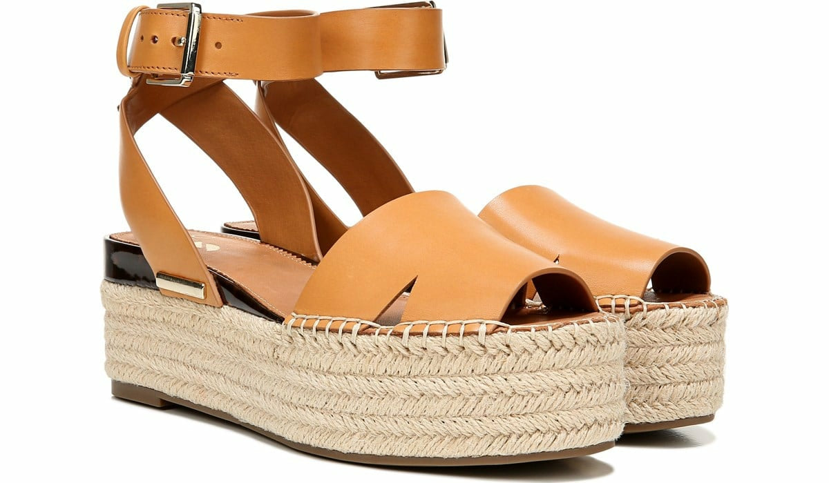 Franco Sarto Sarto Lexie Espadrille Platform Sandal Camel Leather