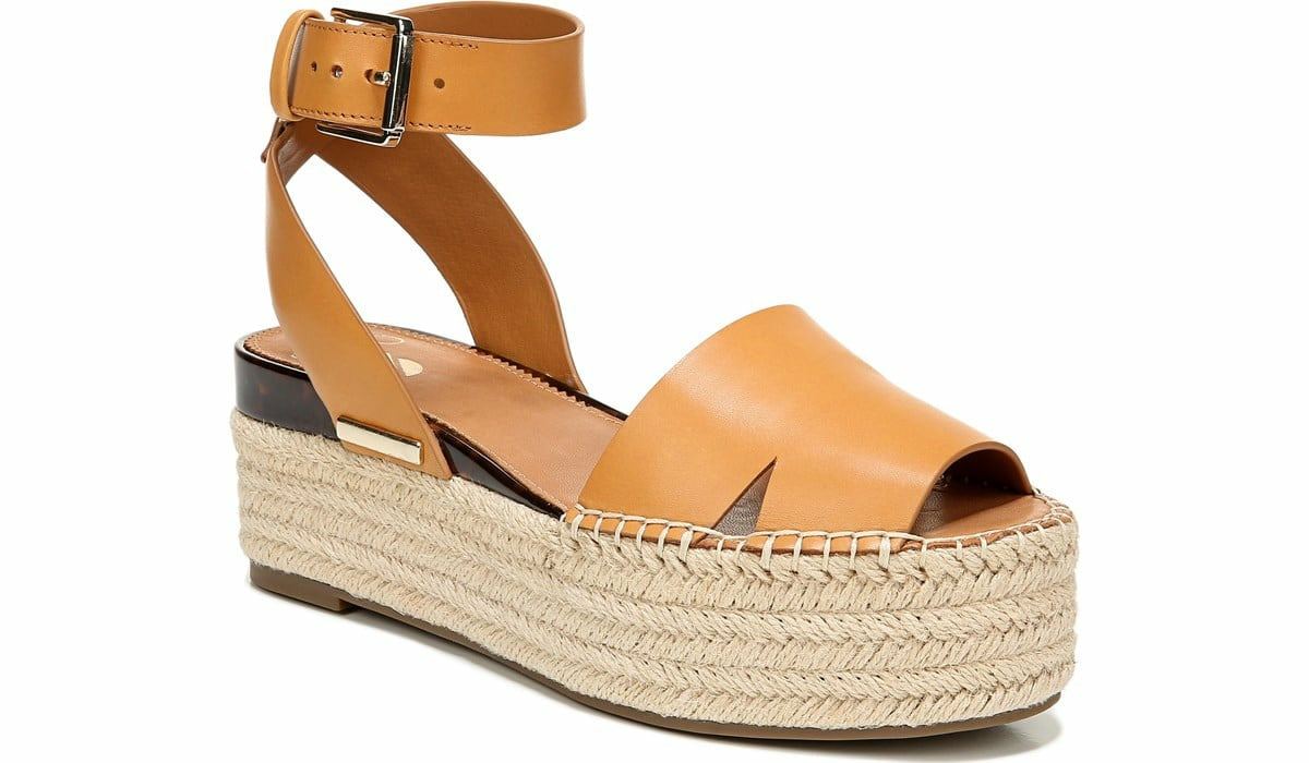 Franco Sarto Sarto Lexie Espadrille Platform Sandal Camel Leather