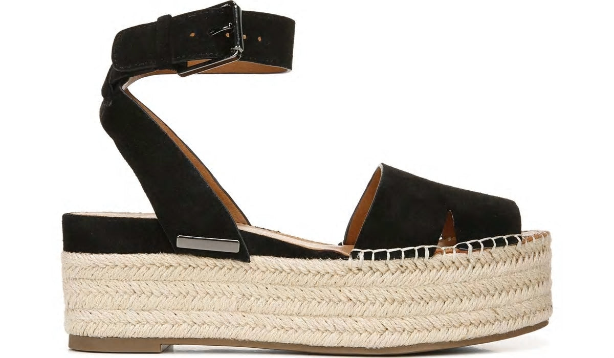 Franco Sarto Sarto Lexie Espadrille Platform Sandal Black Suede
