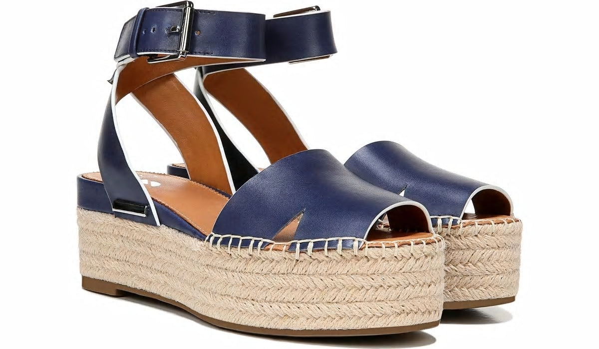 Franco Sarto Sarto Lexie Espadrille Platform Sandal Navy Leather