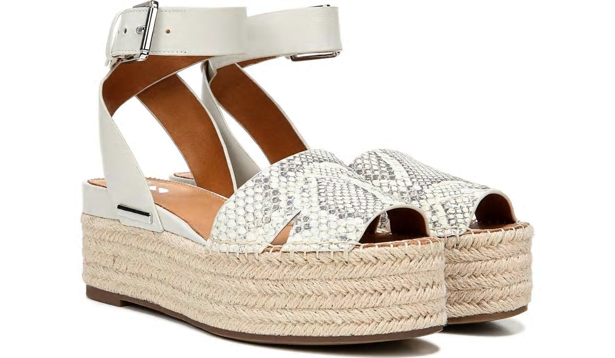 Franco Sarto Sarto Lexie Espadrille Platform Sandal Natural Snake Print Leather