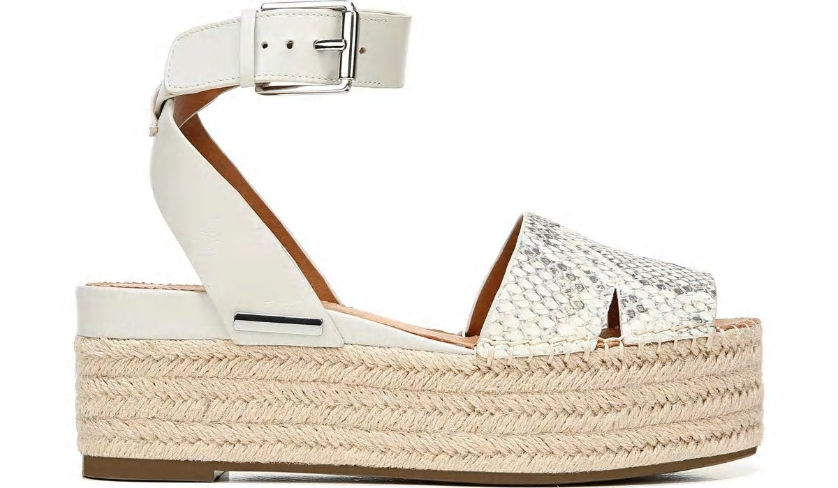 Franco Sarto Sarto Lexie Espadrille Platform Sandal Natural Snake Print Leather
