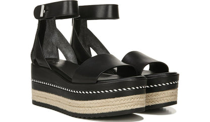Franco Sarto Sarto Messina Espadrille Wedge Sandal Black Leather