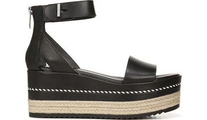 Franco Sarto Sarto Messina Espadrille Wedge Sandal Black Leather