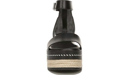 Franco Sarto Sarto Messina Espadrille Wedge Sandal Black Leather