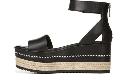 Franco Sarto Sarto Messina Espadrille Wedge Sandal Black Leather