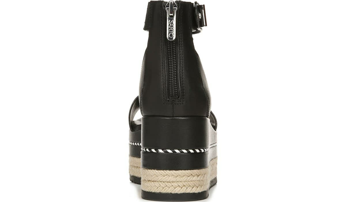 Franco Sarto Sarto Messina Espadrille Wedge Sandal Black Leather